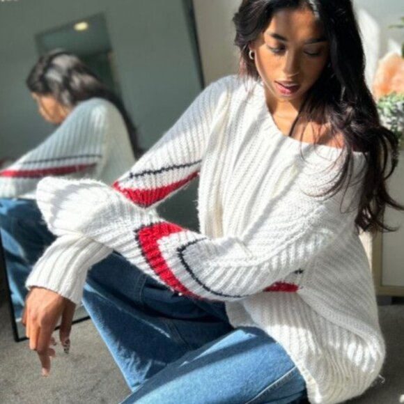 Tommy Hilfiger Wool Alpaca Blend Chunky Knit Sweater White XL New with Tags - Picture 3 of 9